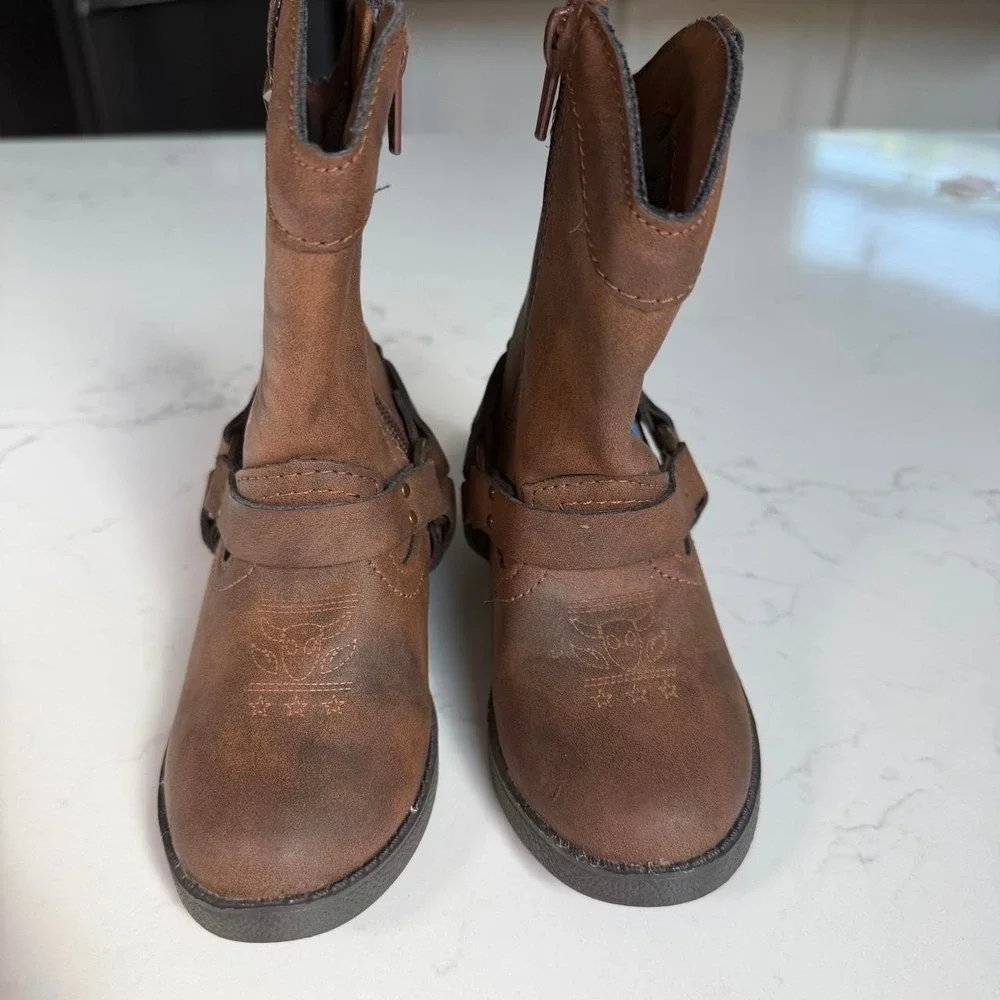 Disney Pixar Toy Story Woody Forky Cowboy Boots Kids Size 7 Brown Western Zip